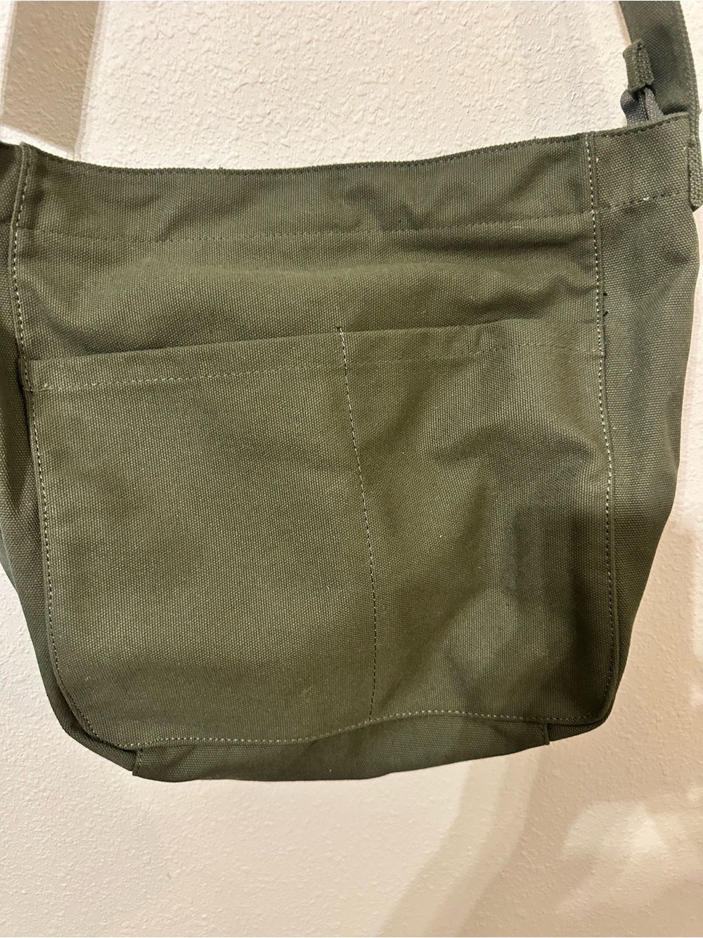 Olive Green Canvas Crossbody Tote